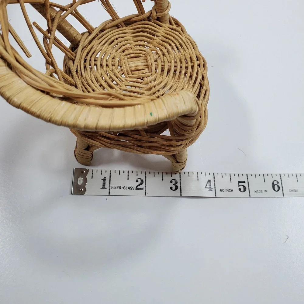 Vintage Doll Furniture Wicker Rattan Patio Set Sofa Chair (FLAW) Table Lot of 3